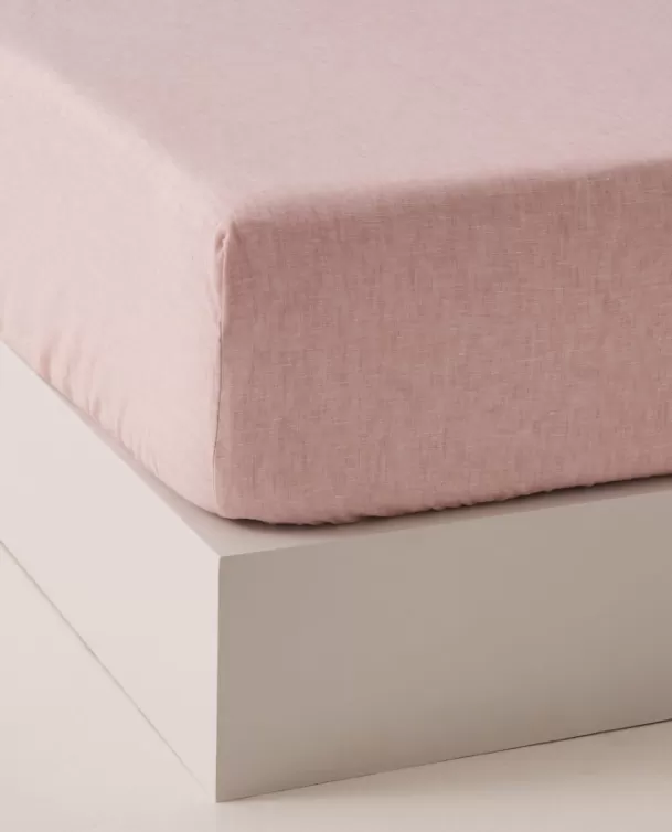 Bassols Sábana Bajera Linen Rosa Cheap