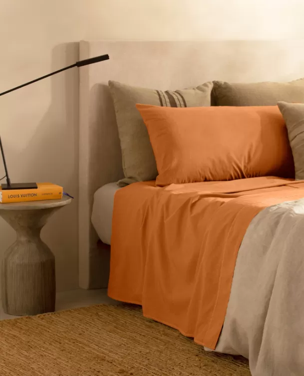 Bassols Sábana Encimera de Algodón Lavado Florencia Naranja Sale
