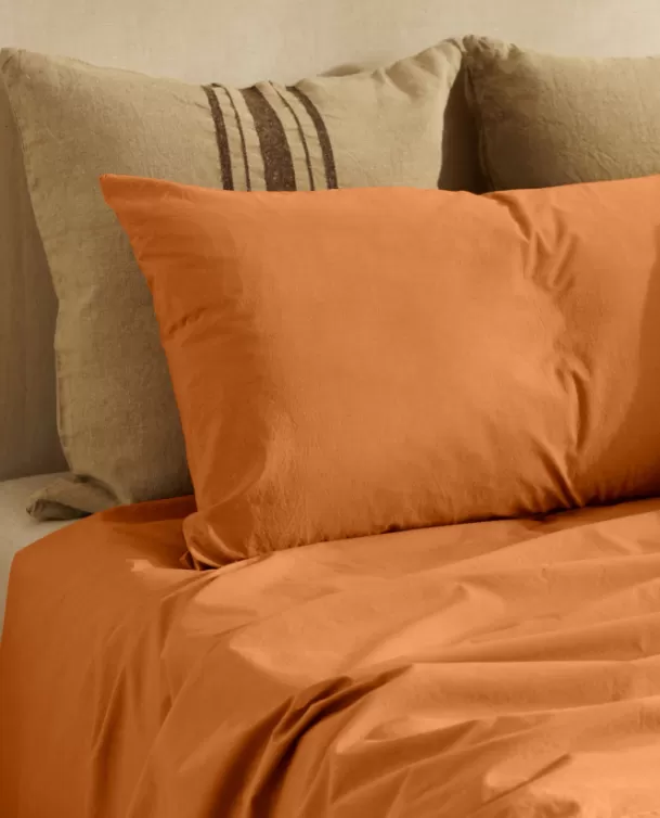 Bassols Sábana Encimera de Algodón Lavado Florencia Naranja Sale
