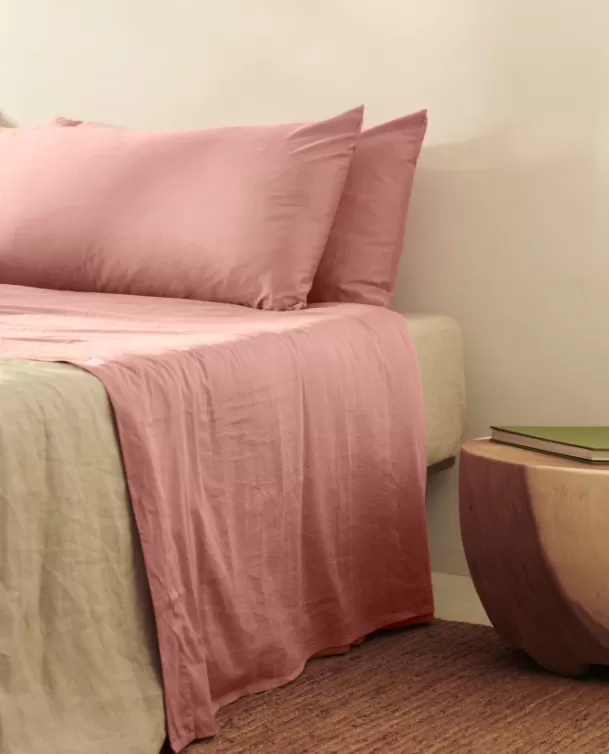 Bassols Sábana Encimera Sahara Rosa Mate de Algodón Lavado Store